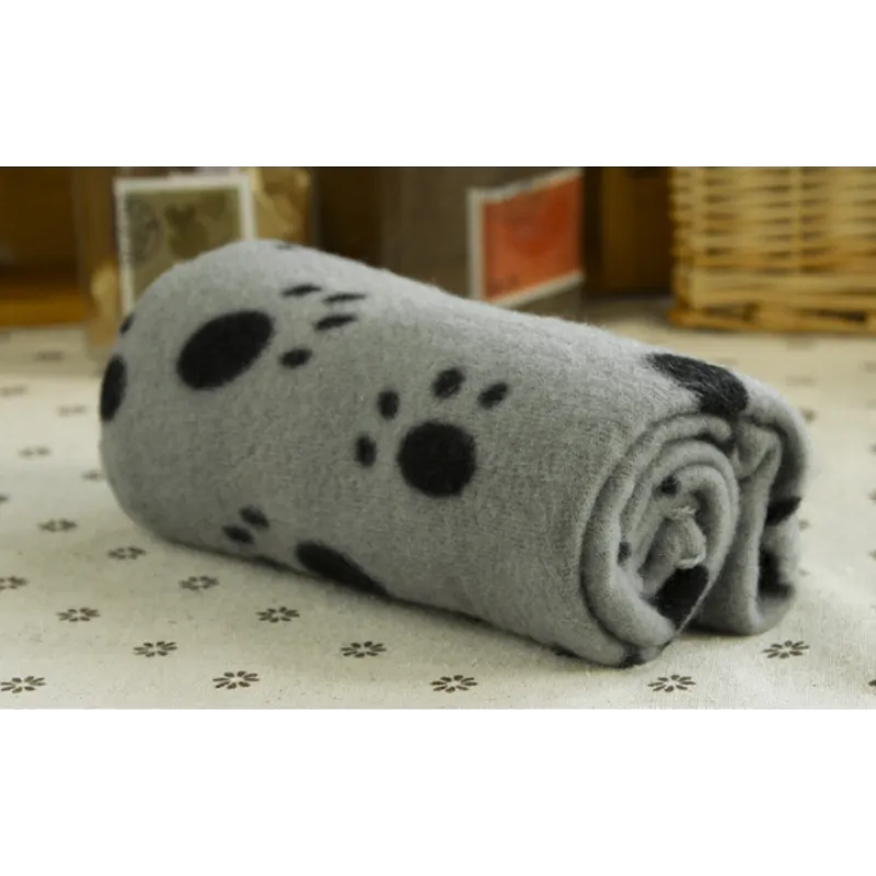 Fleece Pet Blanket with Paw Print for Dogs and Cats