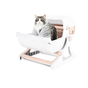 Semi Enclosed Cat Litter Box with Grid Filtering Tray