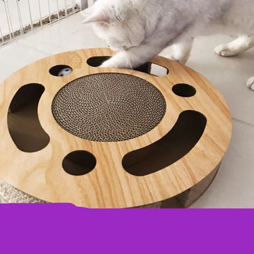 Round Cardboard Cat Scratcher with Bell Ball Toy