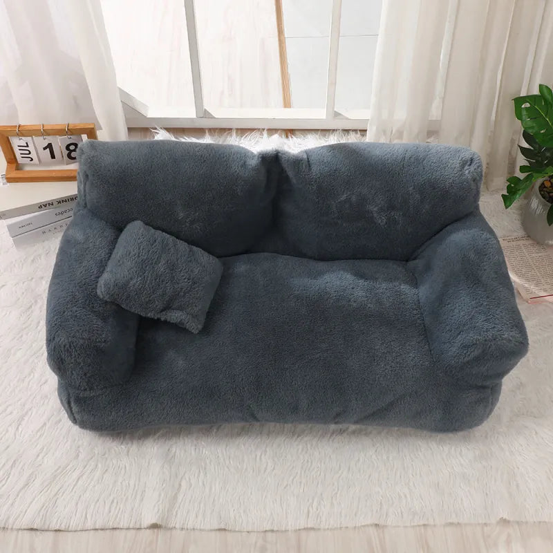Plush Pet Sofa Bed with Cushion for Cats and Small Dogs