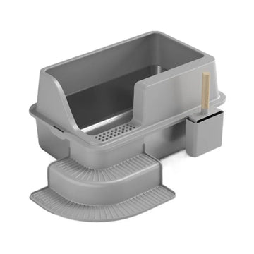 Large Open Top Cat Litter Box with Drawer and Anti Splash Guard